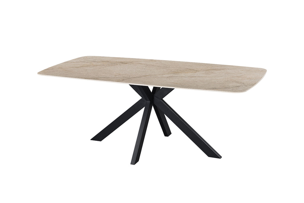 Table Apollo 200 cm ovale danoise pierre brillante Beige
