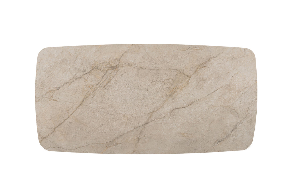 Table Apollo 200 cm ovale danoise pierre brillante Beige
