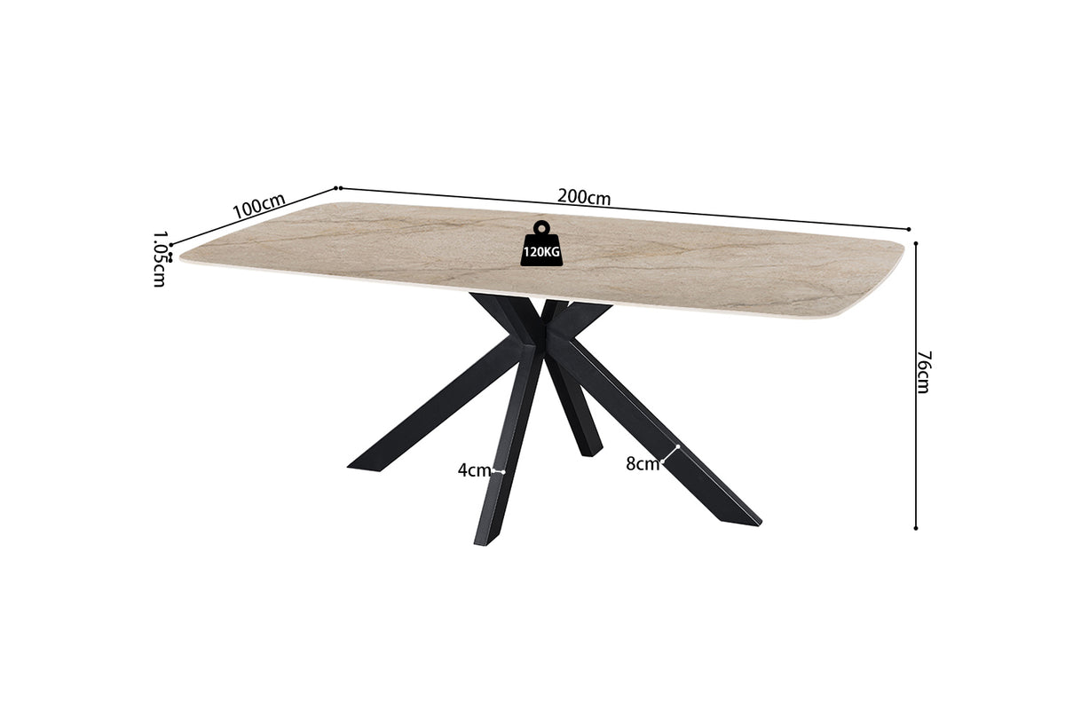 Table Apollo 200 cm ovale danoise pierre brillante Beige