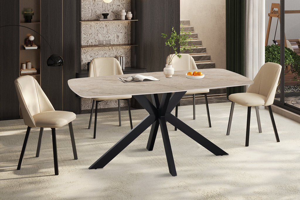 Table Apollo 160 cm ovale danoise Pierre Brillant Beige