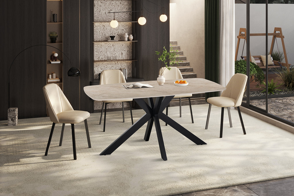 Table Apollo 160 cm ovale danoise Pierre Brillant Beige