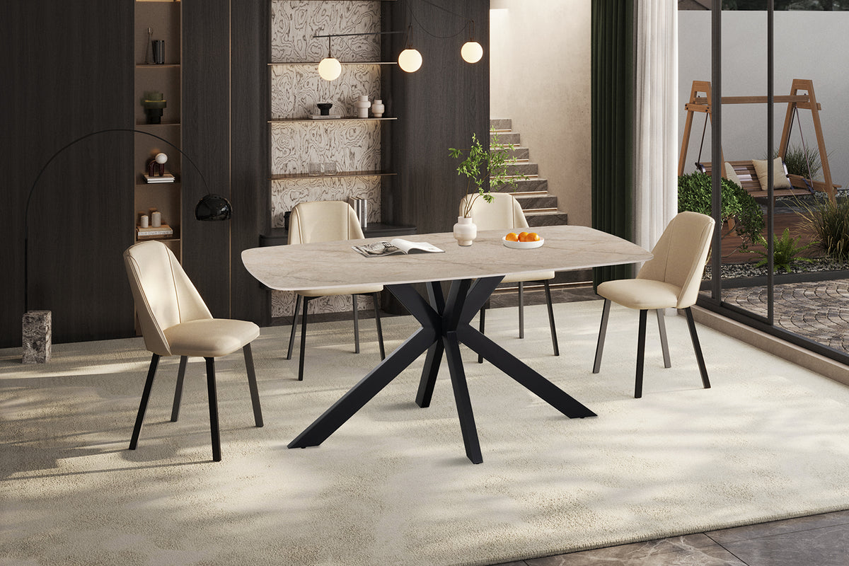 Table Apollo 160 cm ovale danoise Pierre Brillant Beige