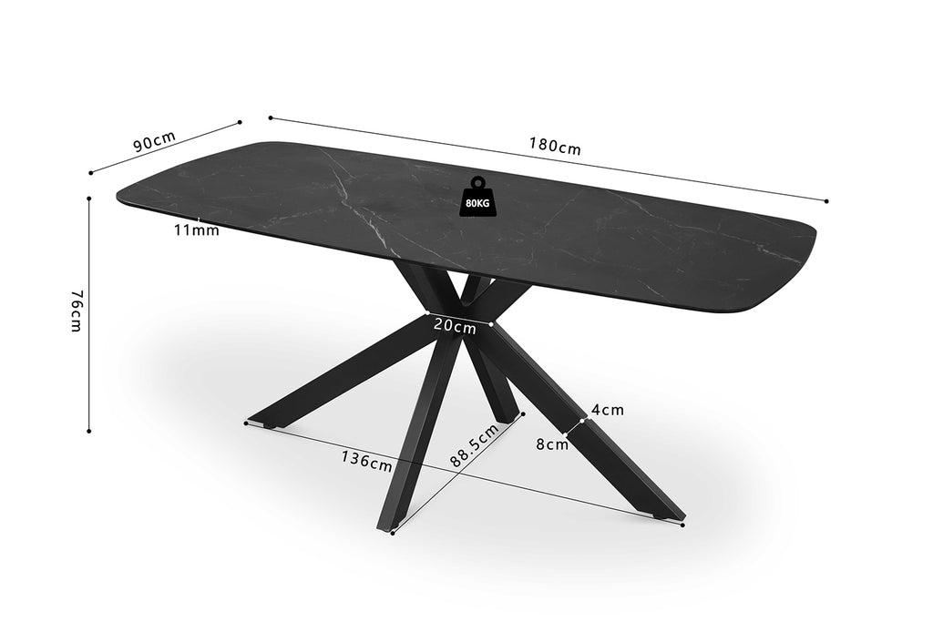Table Apollo 180 cm ovale danoise Pierre Noir