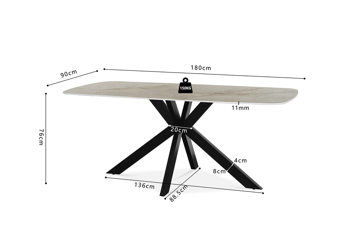Table Apollo 180 cm ovale danoise Pierre Brillant Beige