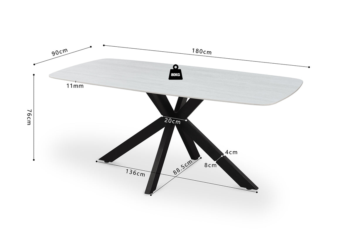 Table Apollo 180 cm ovale danoise Pierre Gris
