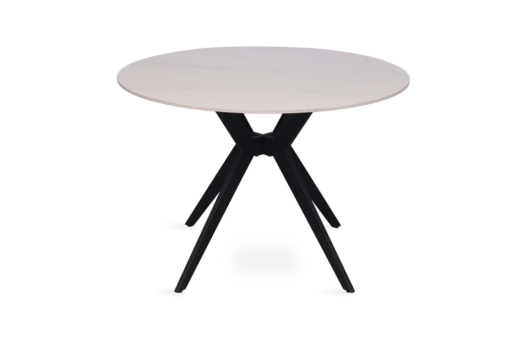 Table Apollo 110 cm pierre brillante Ronde Blanc