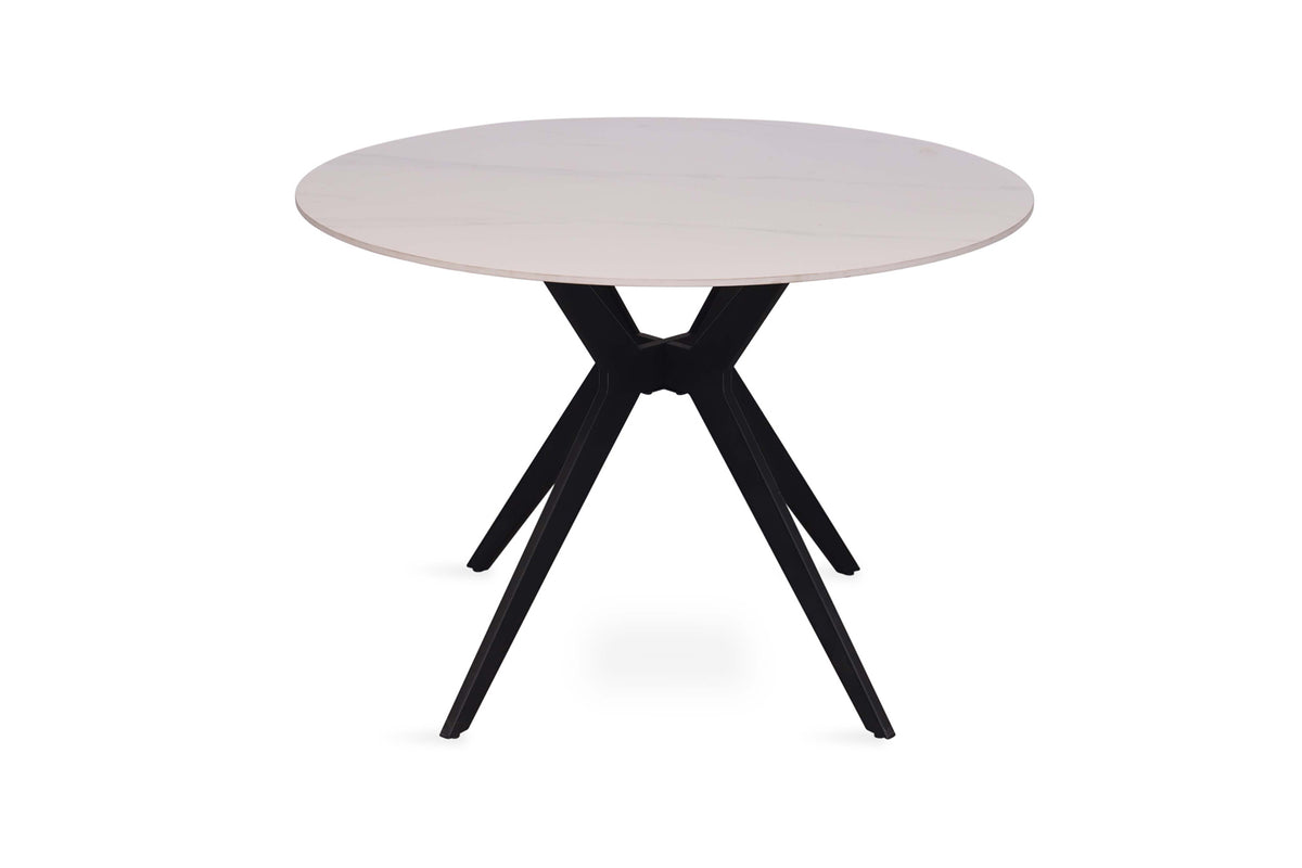 Table Apollo 110 cm pierre brillante Ronde Blanc