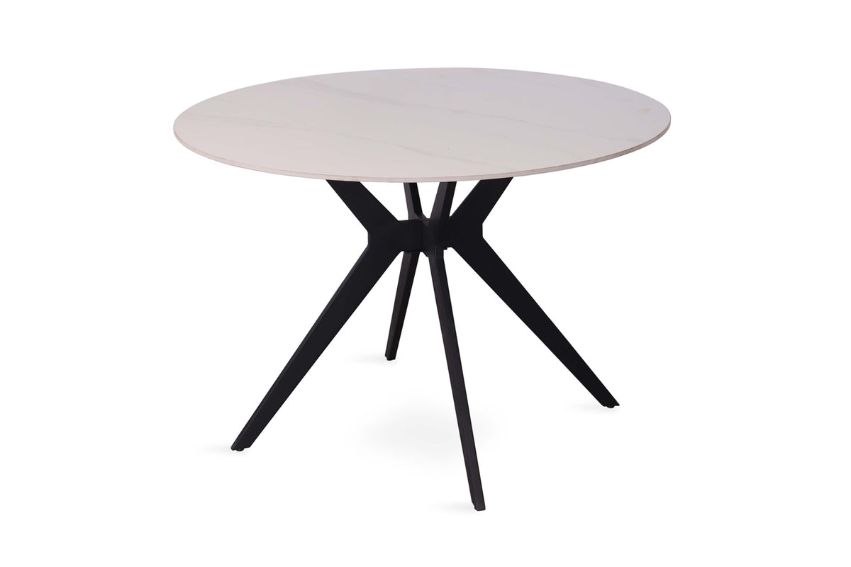 Table Apollo 110 cm pierre brillante Ronde Blanc