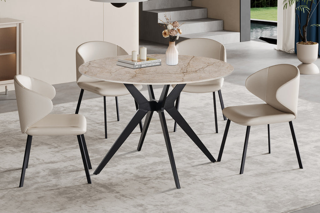 Table Apollo 110 cm Ronde Pierre Brillante Shakespear Beige - vue 2
