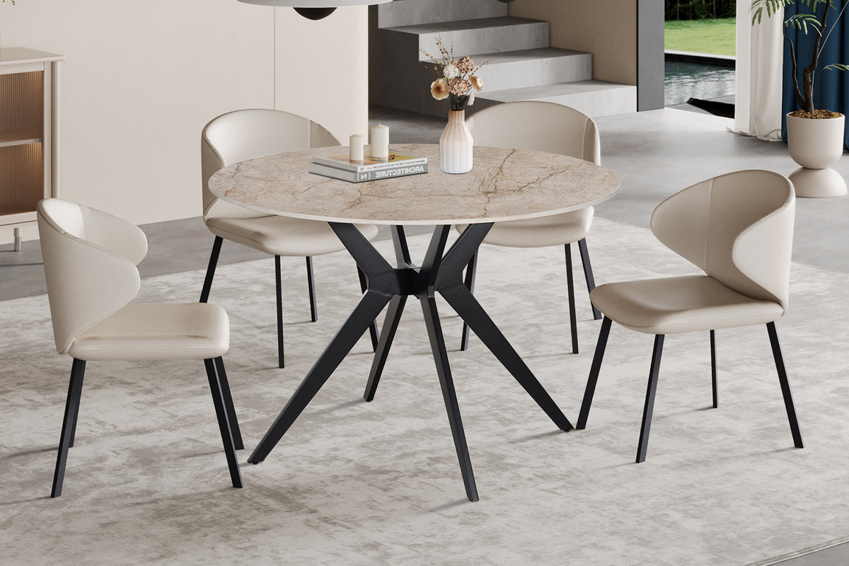 Table Apollo 110 cm Ronde Pierre Brillante Shakespear Beige - vue 2
