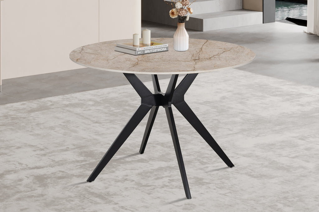 Table Apollo 110 cm Ronde Pierre Brillante Shakespear Beige - vue 3