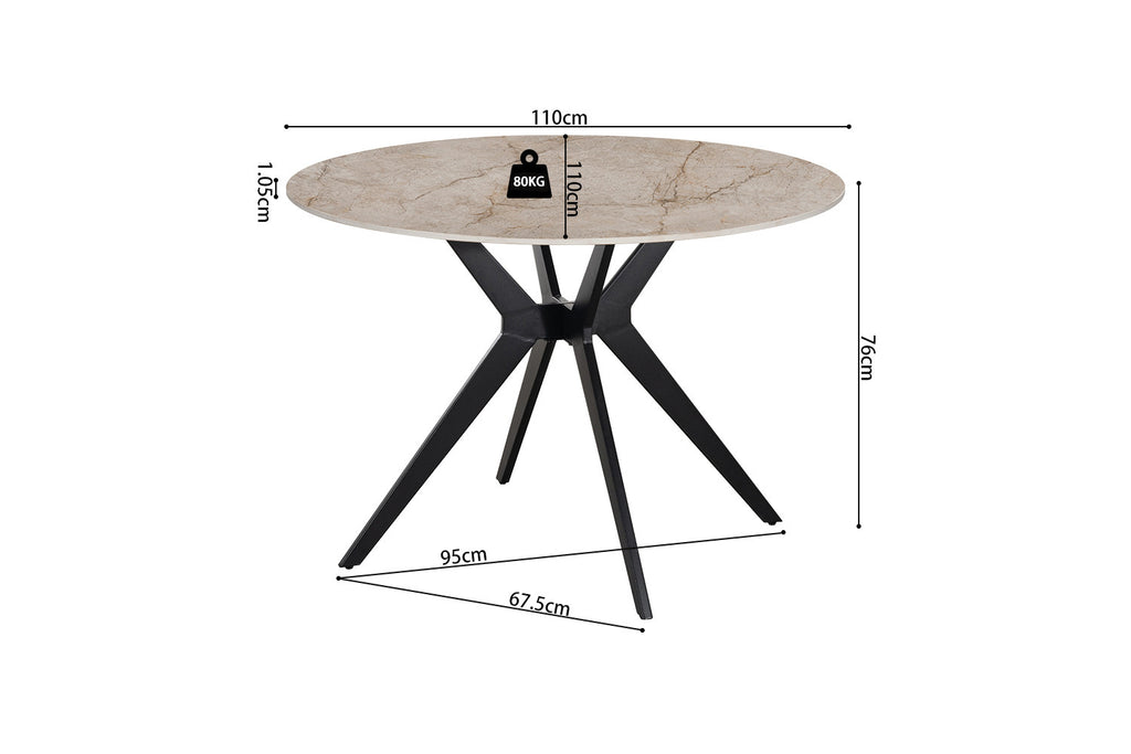 Table Apollo 110 cm Ronde Pierre Brillante Shakespear Beige - vue 7