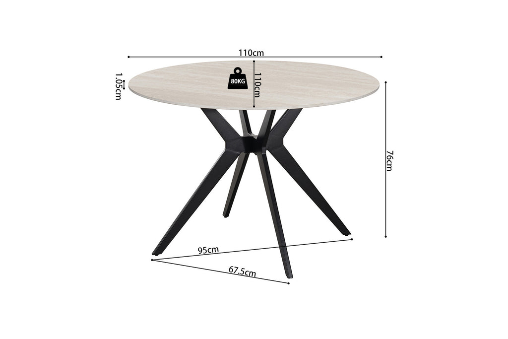 Table Apollo 110 cm Ronde Pierre Baroque Gris - vue 7