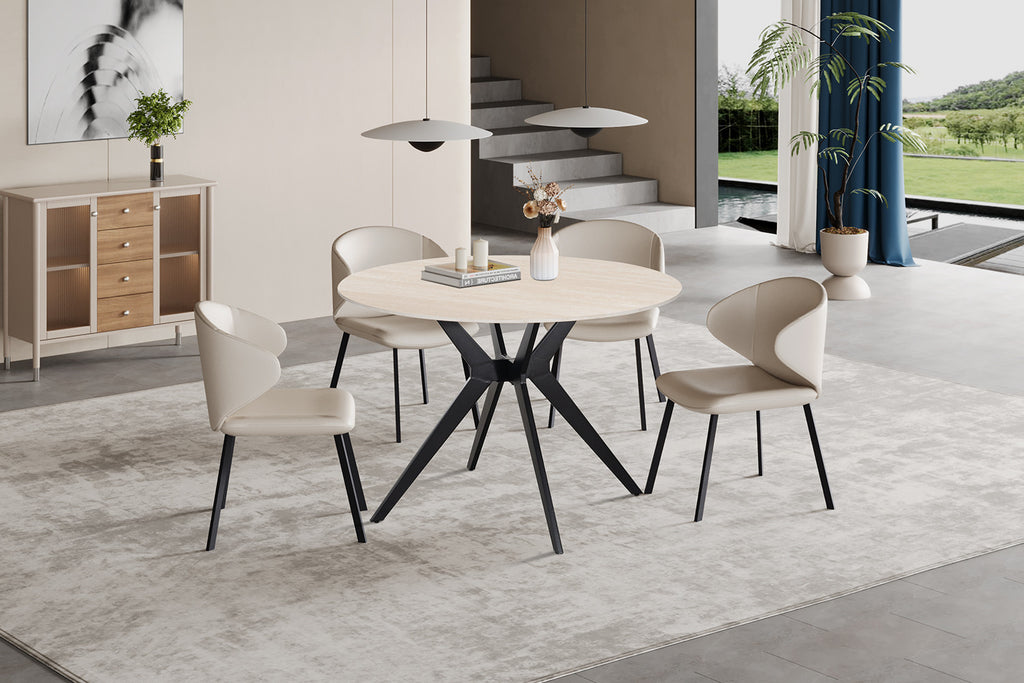 Table Apollo 110 cm Ronde Pierre Baroque Beige