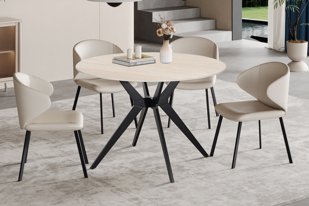 Table Apollo 110 cm Ronde Pierre Baroque Beige - vue 2