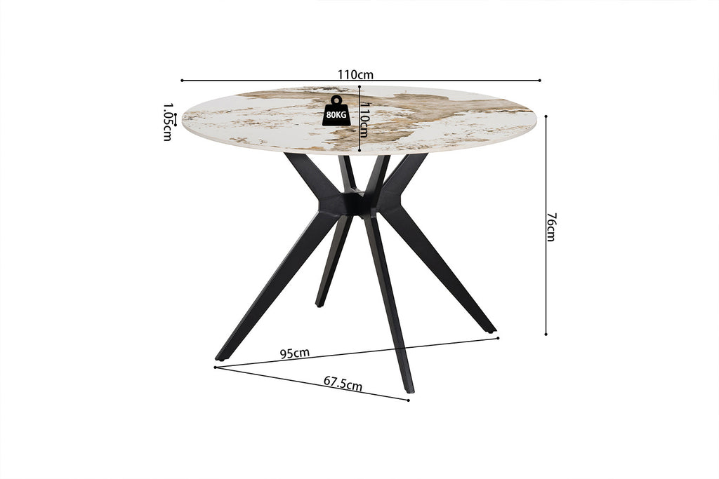 Table Apollo 110 cm Ronde Pierre Brillante Pandora - vue 7