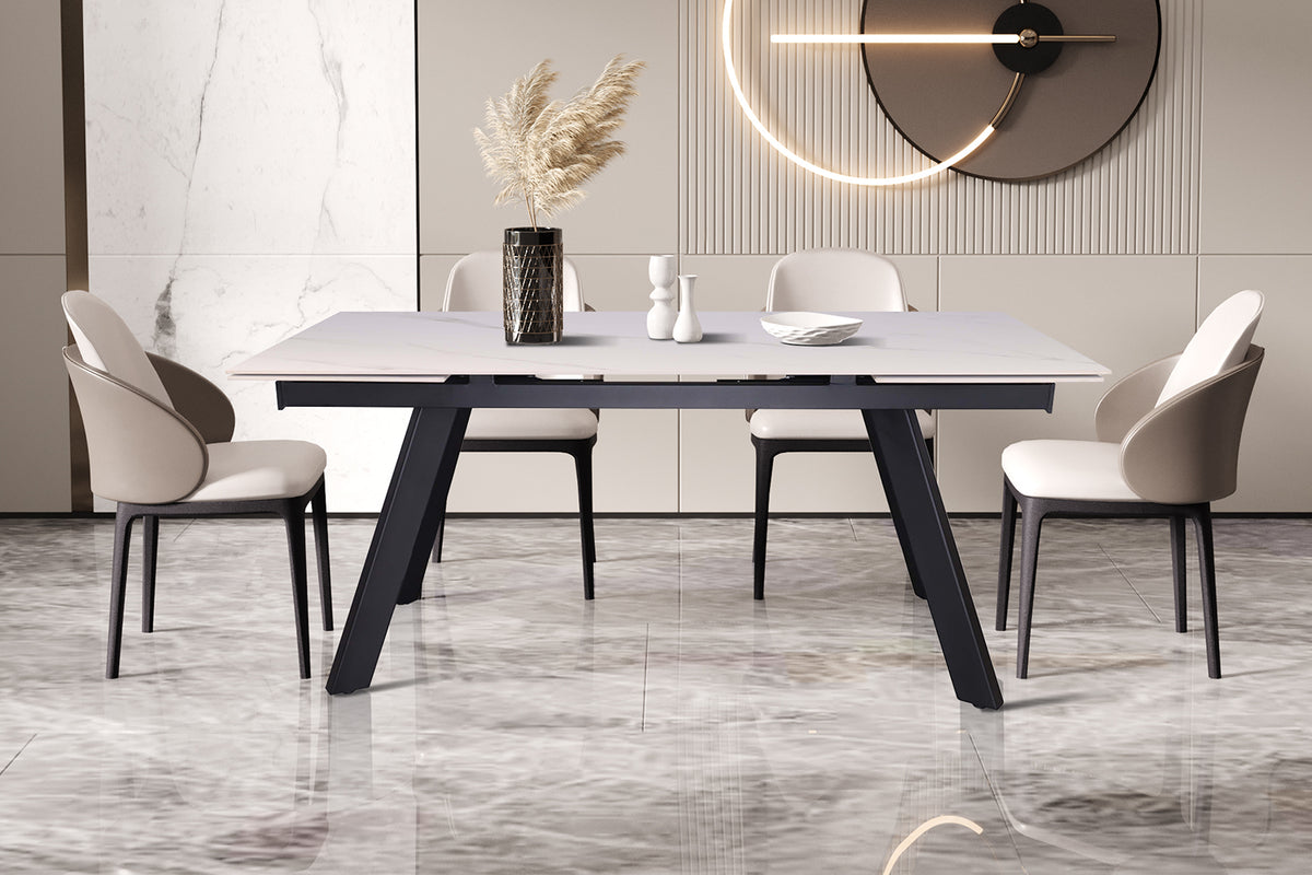 Table extensible Hera 160-240 cm Rectangulaire Pierre Blanc