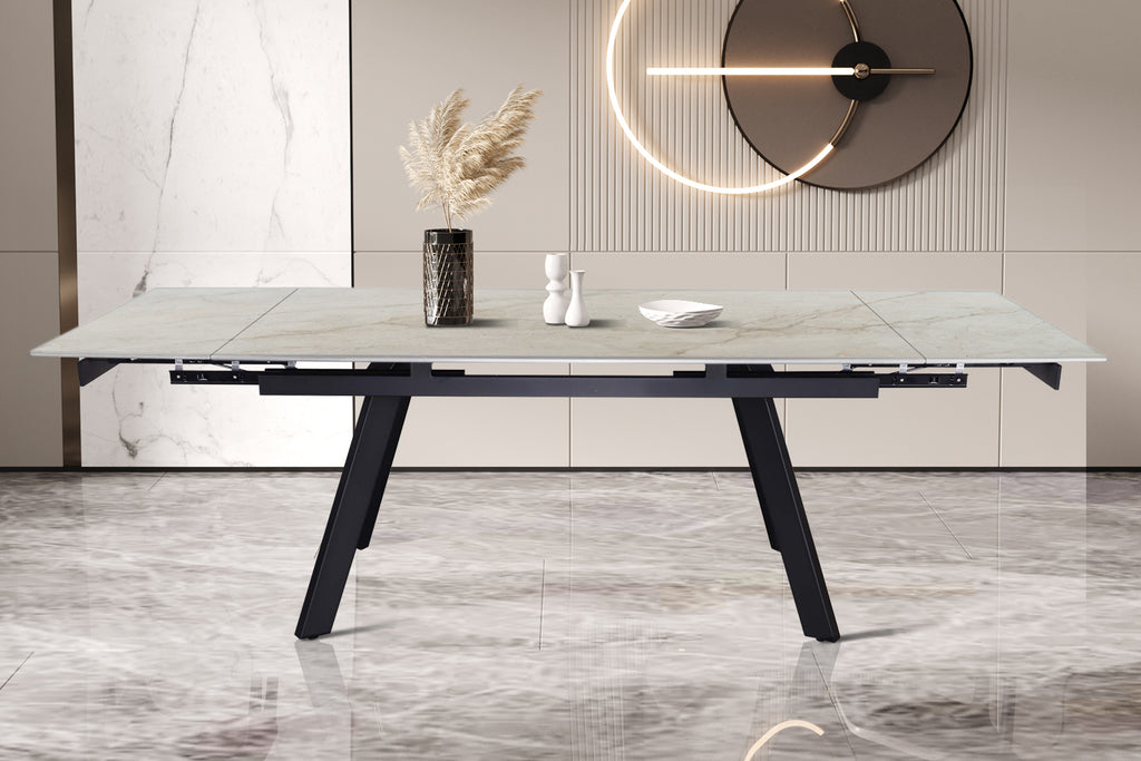 Table extensible Hera 160-240 cm Rectangulaire Brillant Beige