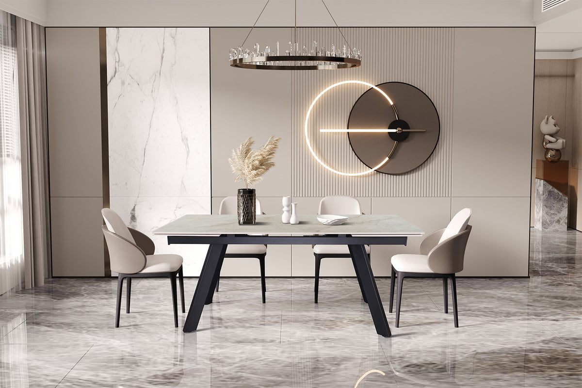 Table extensible Hera 160-240 cm Rectangulaire Brillant Beige