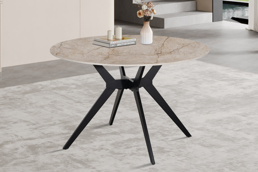 Table Apollo 120 cm Ronde Pierre Brillante Shakespaer Beige - vue 3
