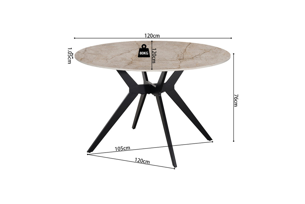 Table Apollo 120 cm Ronde Pierre Brillante Shakespaer Beige - vue 7