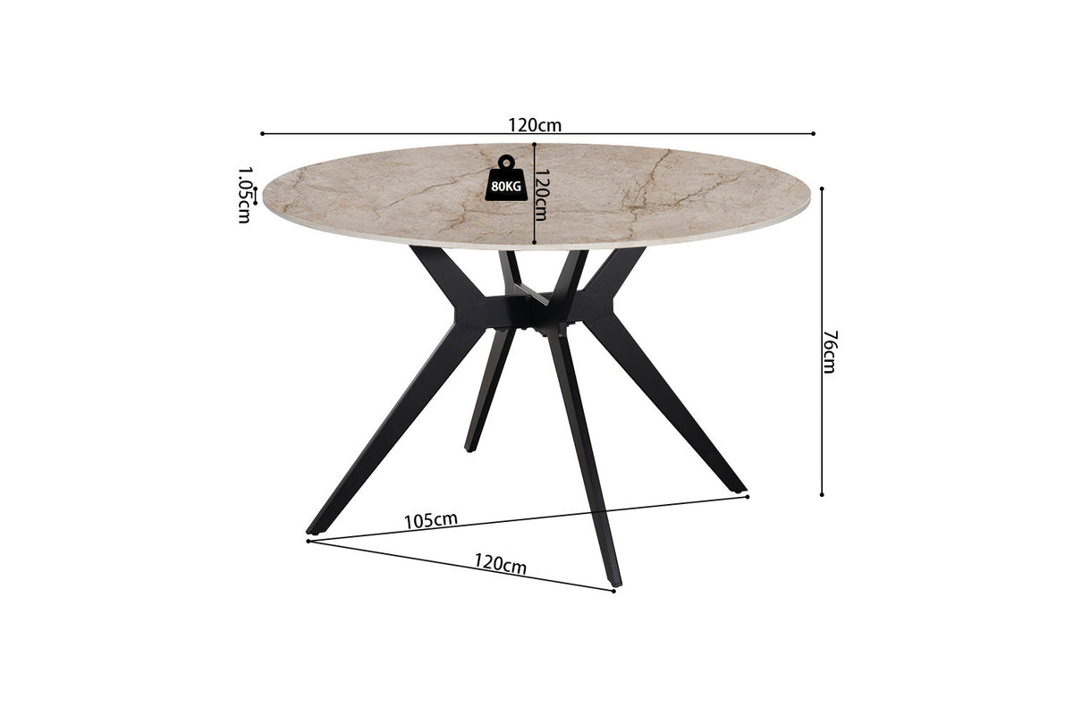 Table Apollo 120 cm Ronde Pierre Brillante Shakespaer Beige - vue 7