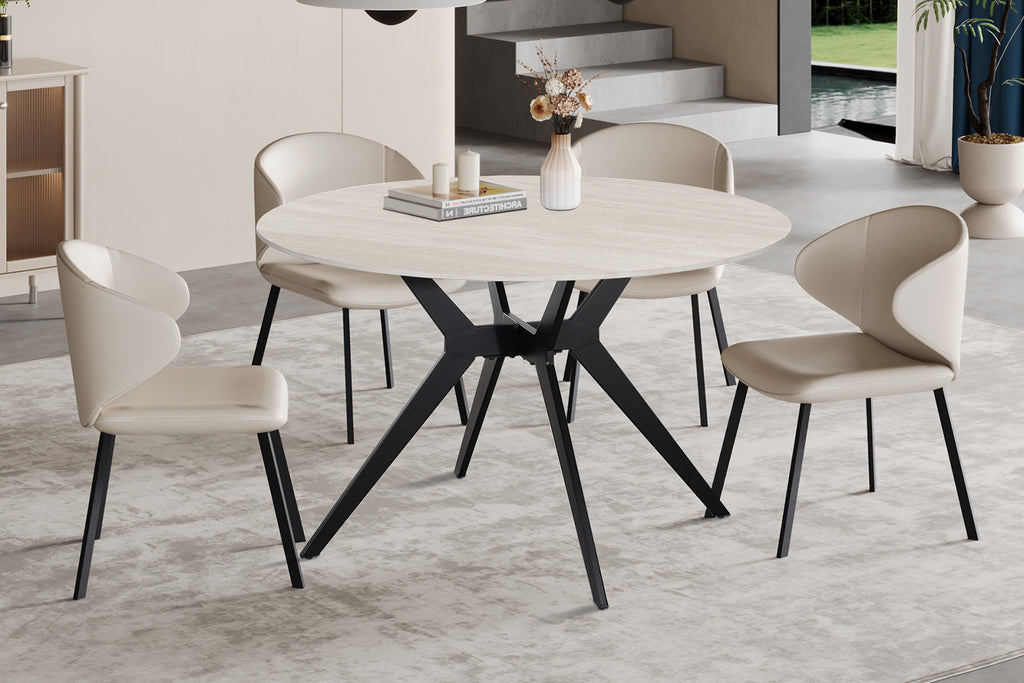 Table Apollo 120 cm Ronde Pierre Baroque Gris - vue 2