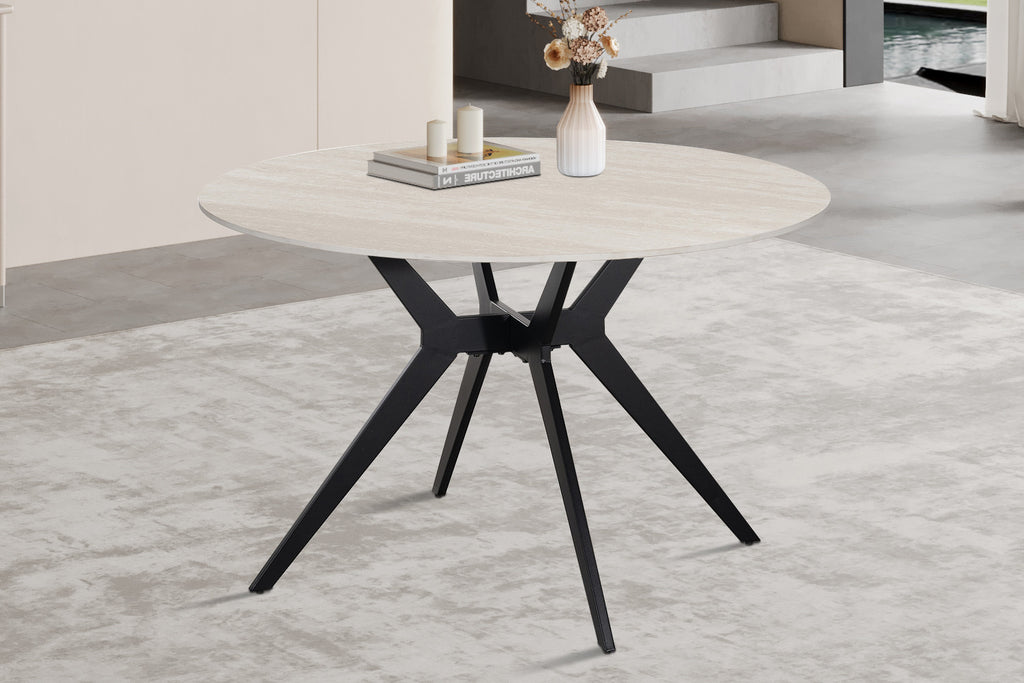 Table Apollo 120 cm Ronde Pierre Baroque Gris - vue 3