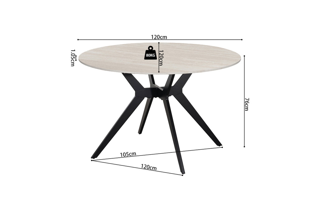 Table Apollo 120 cm Ronde Pierre Baroque Gris - vue 7