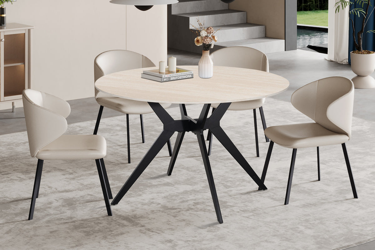 Table Apollo 120 cm Ronde Pierre Baroque Beige - vue 2