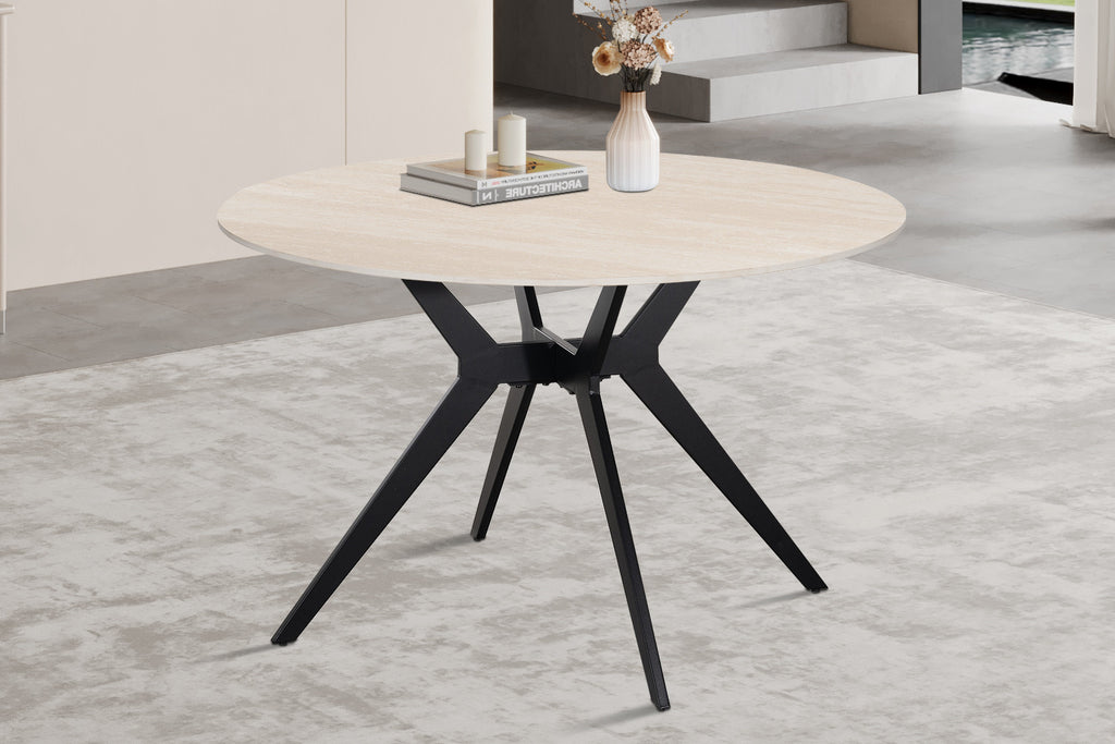 Table Apollo 120 cm Ronde Pierre Baroque Beige - vue 3