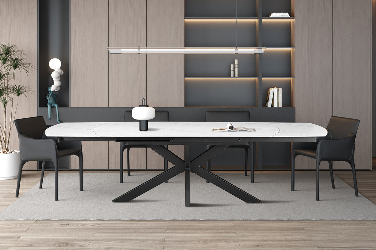 Table extensible Ares 160-240 cm ovale danoise Pierre Blanc