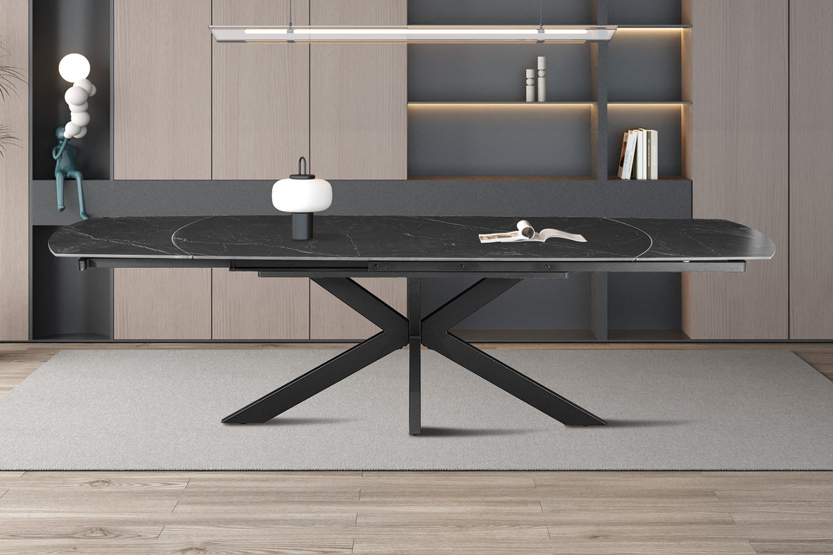 Table extensible Ares 160-240 cm Ovale Danoise Pierre Noir