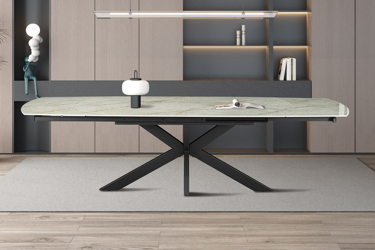 Table extensible Ares 160-240 cm Ovale Danoise Brillant Pierre Beige