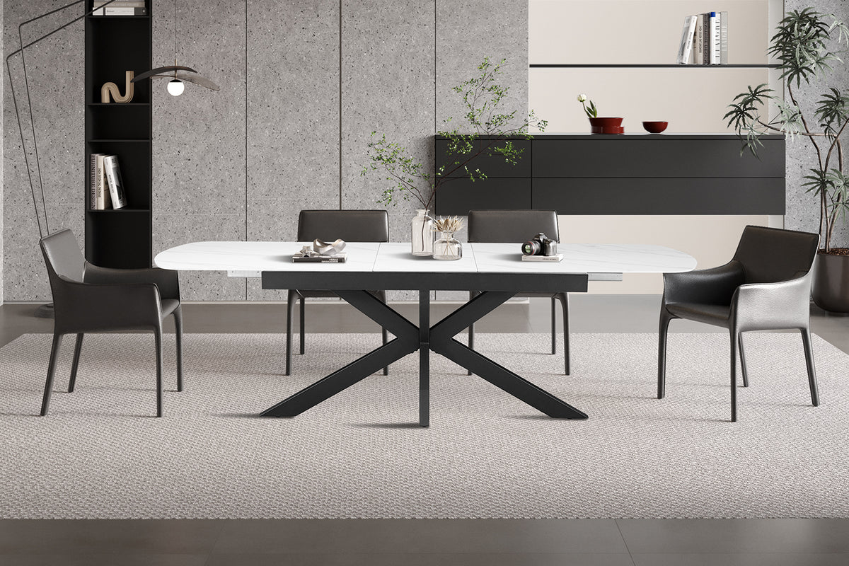 Table extensible Hestia 180-220 cm ovale danoise Pierre Blanc