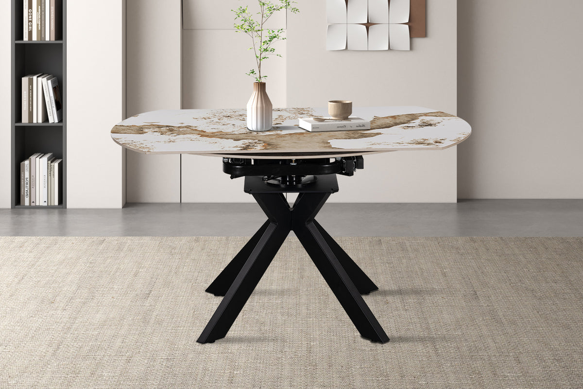 Table extensible Athéna Ronde 140-140x90 cm pierre brillante