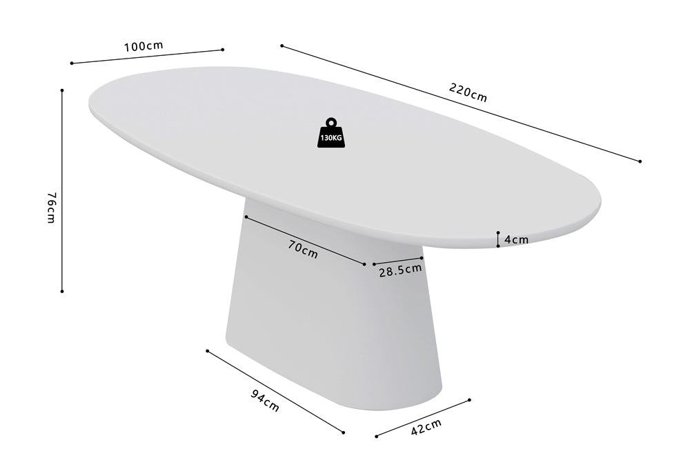 Table Tavira 220 cm Ovale Ciment Écru