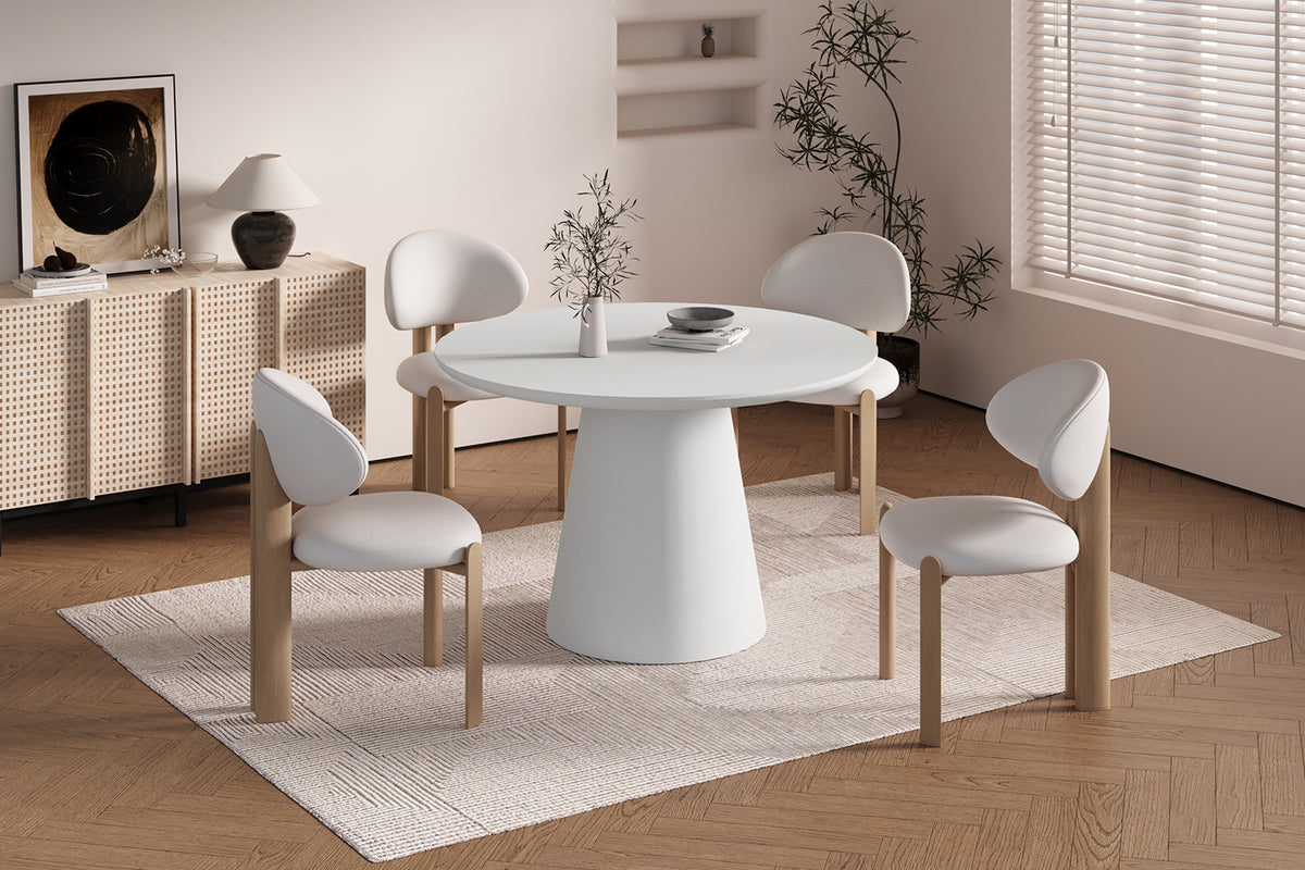 Table Tavira 120 cm Ronde Ciment Écru