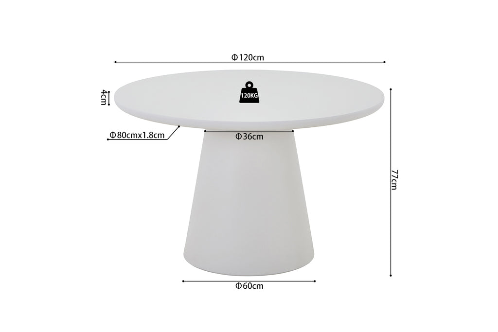 Table Tavira 120 cm Ronde Ciment Écru