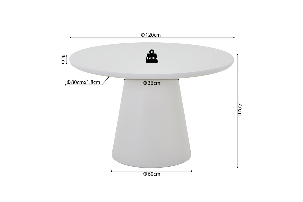 Table Tavira 120 cm Ronde Ciment Écru