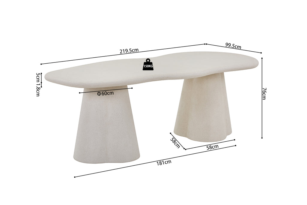 Table Faro 220 cm Organique Ciment