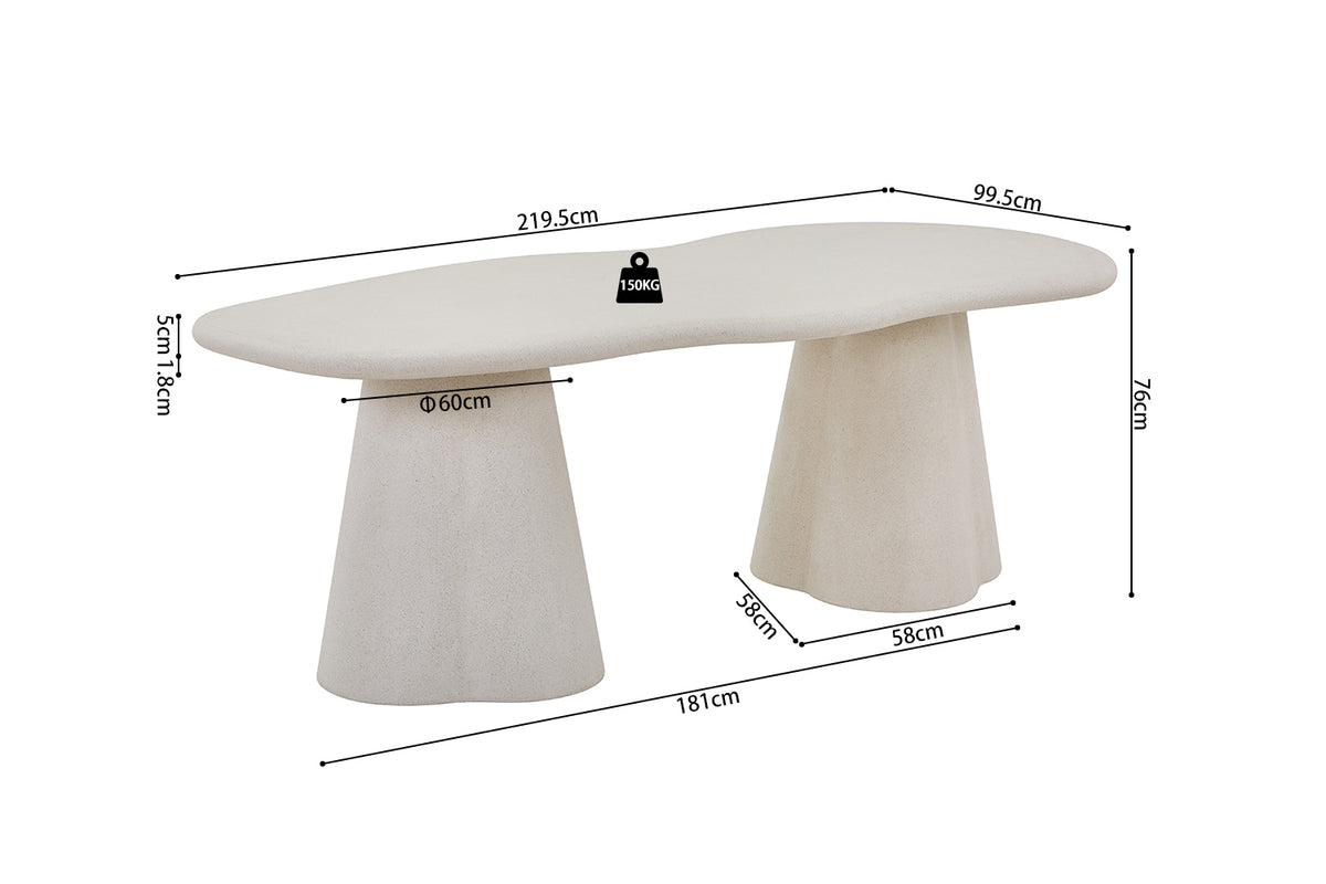 Table Faro 220 cm Organique Ciment