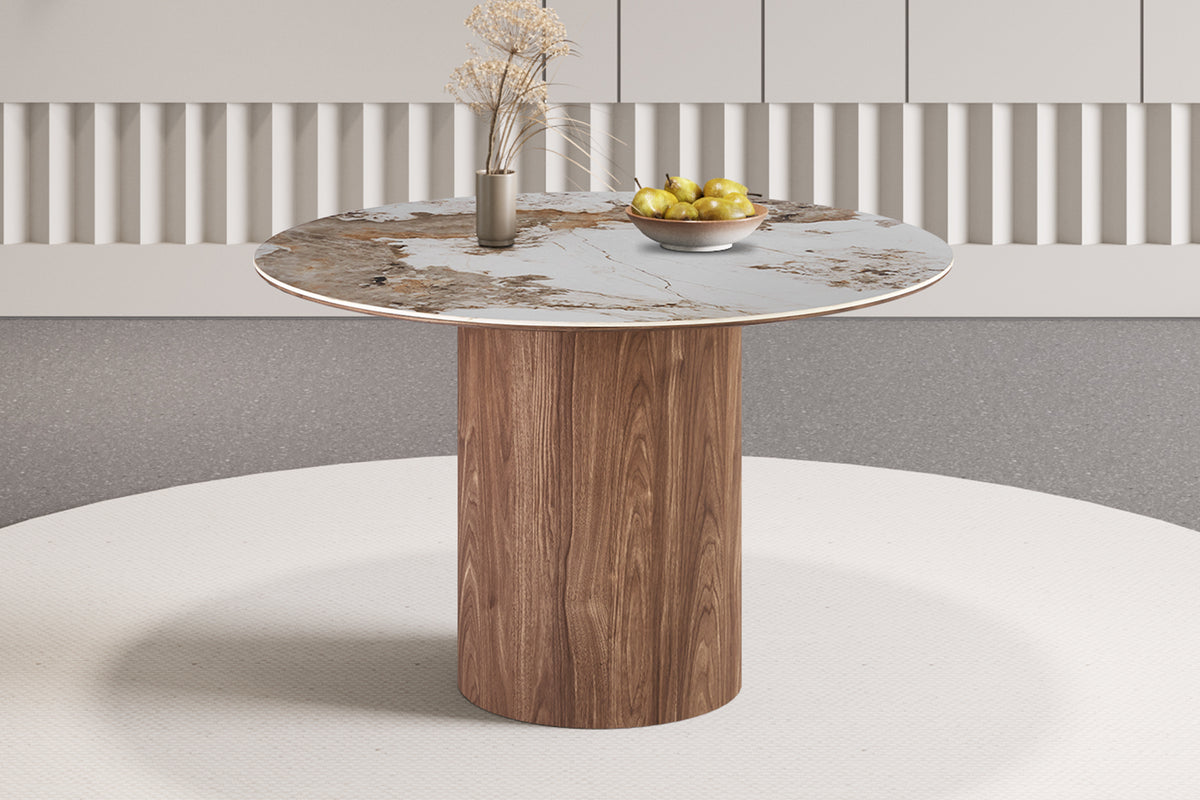 Table Evora 120 cm Ronde pierre brillante