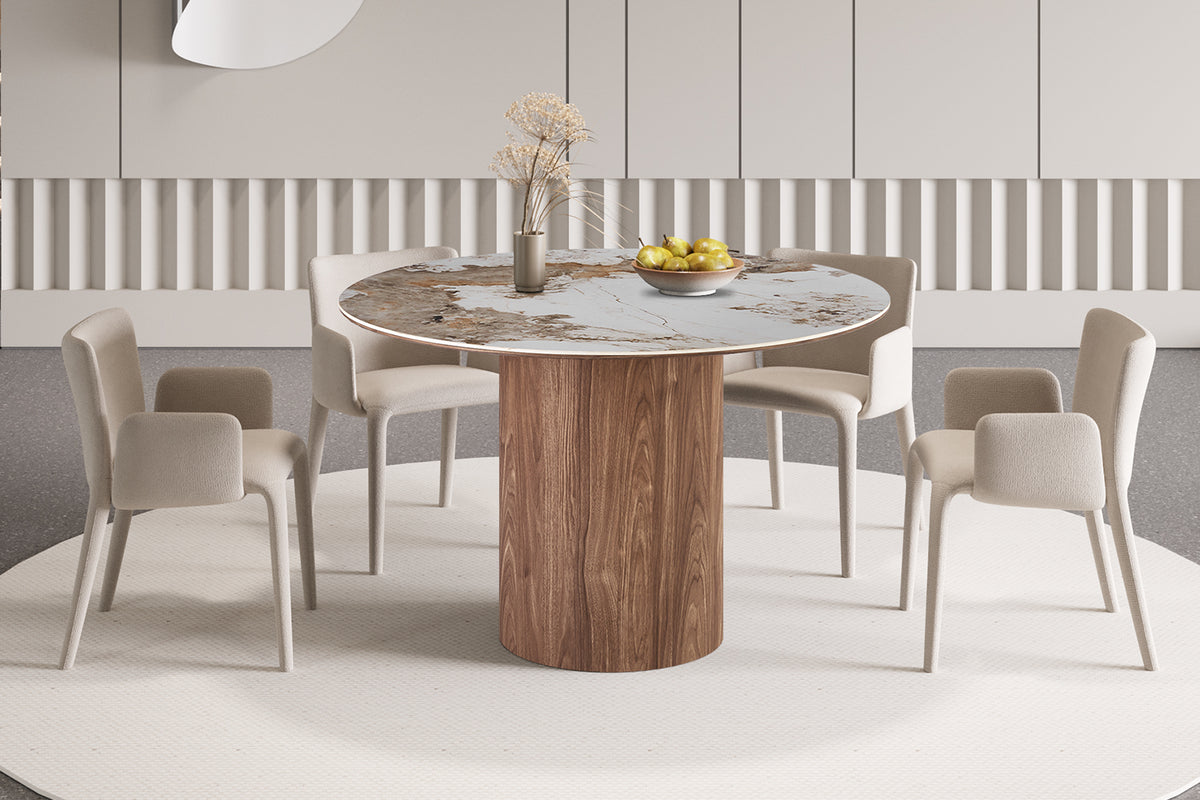 Table Evora 120 cm Ronde pierre brillante