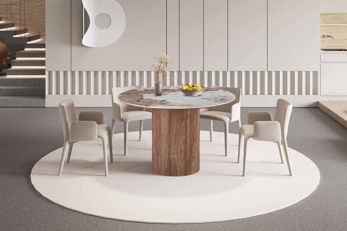 Table Evora 120 cm Ronde pierre brillante