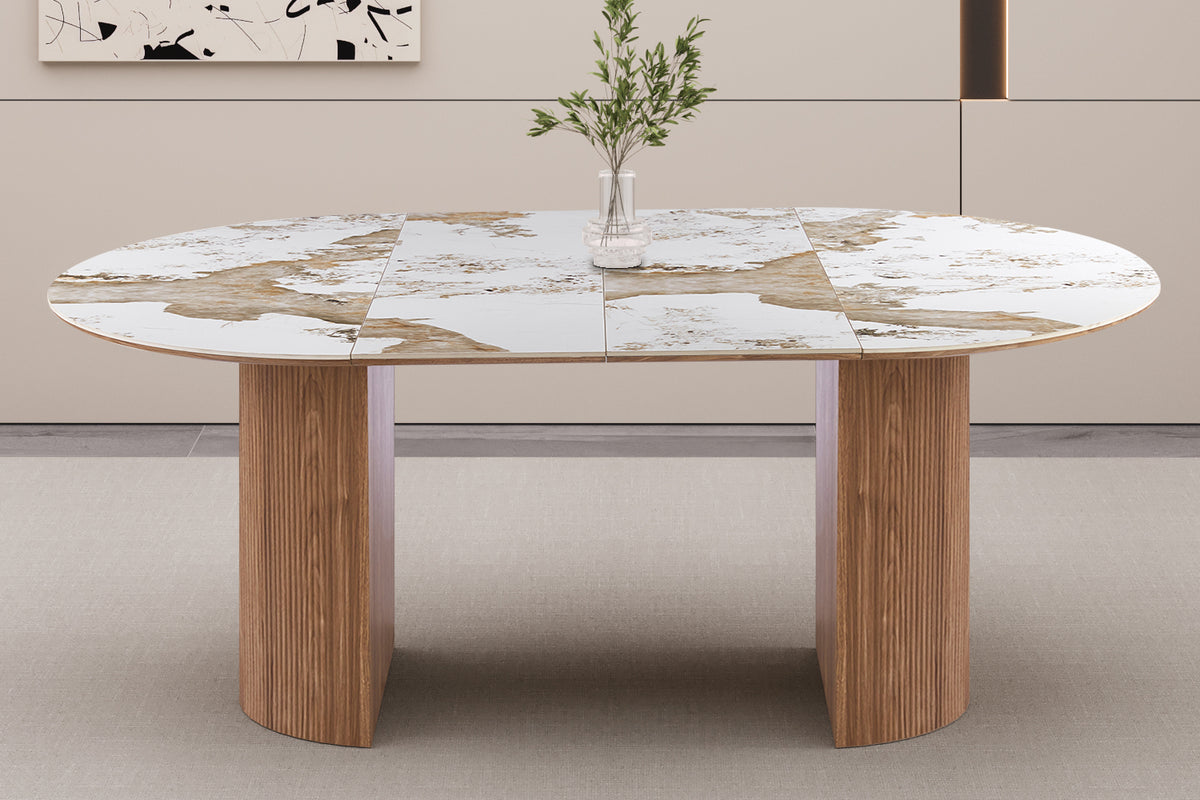 Table Extens. Evora 120-160-200 cm pierre brillante