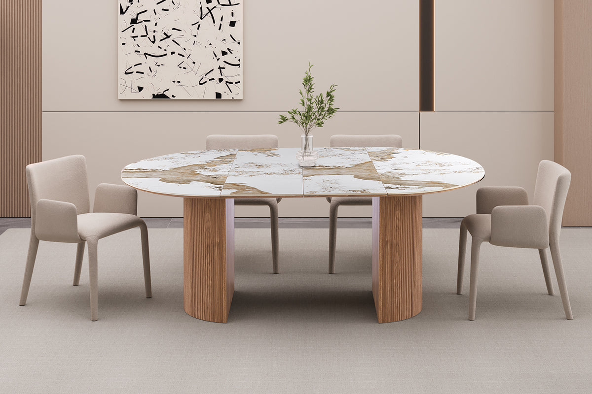 Table Extens. Evora 120-160-200 cm pierre brillante