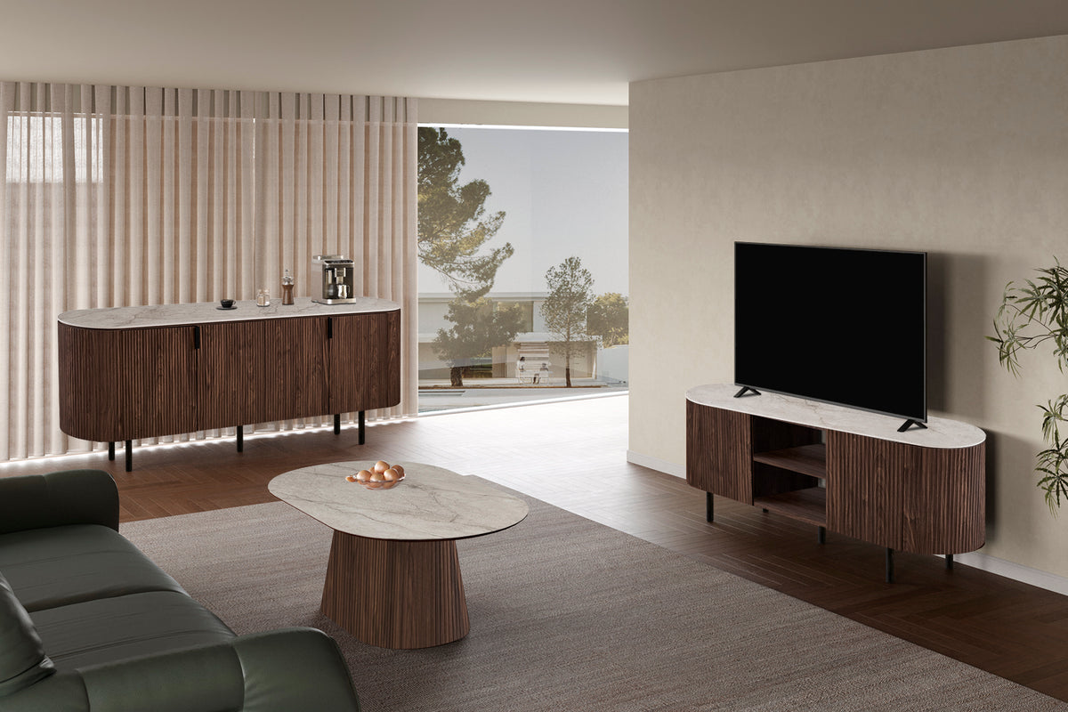 Table Vigo 180 cm Ovale effet chêne Foncé Beige