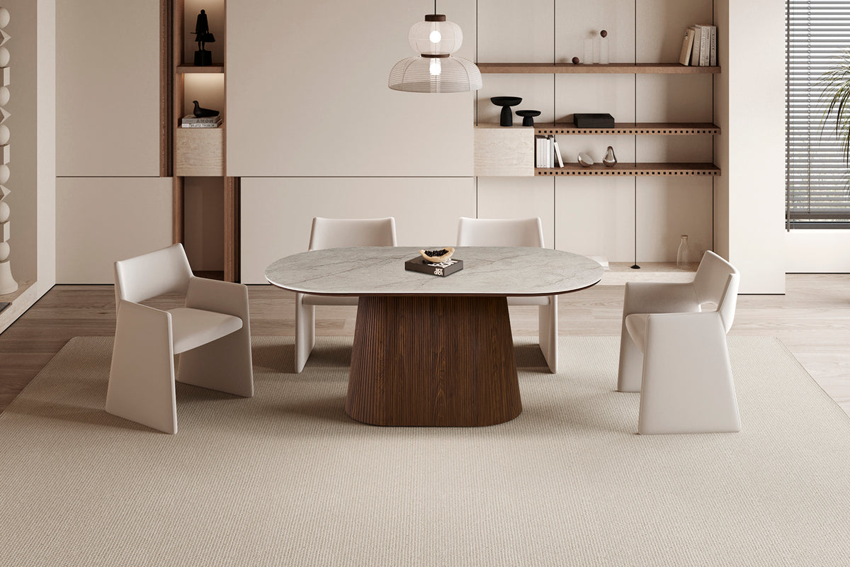 Table Vigo 180 cm Ovale effet chêne Foncé Beige