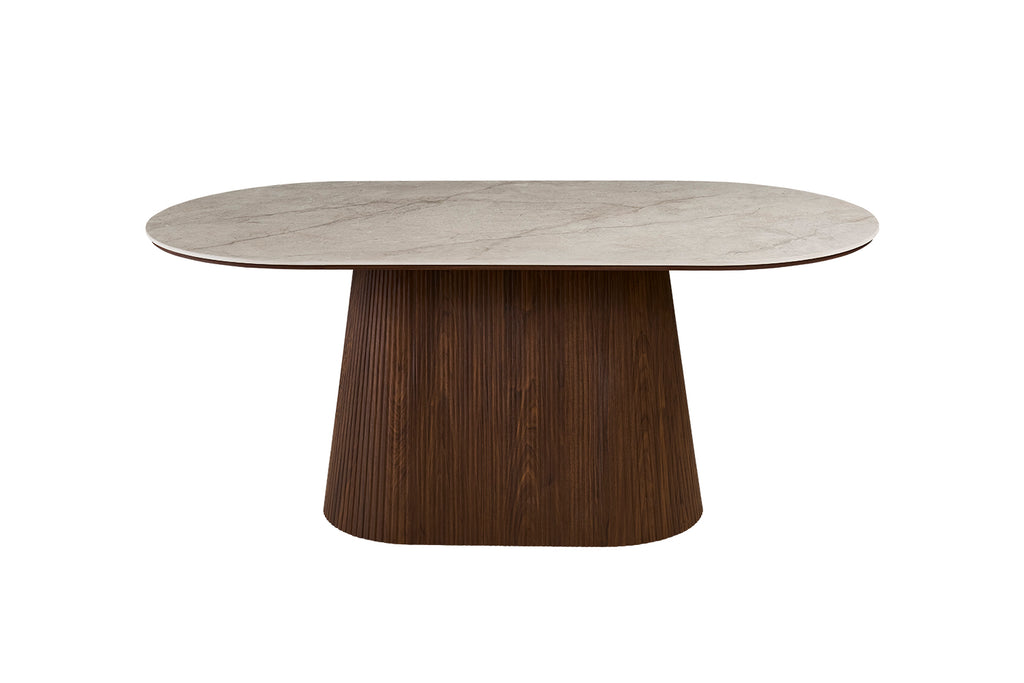 Table Vigo 180 cm Ovale effet chêne Foncé Beige